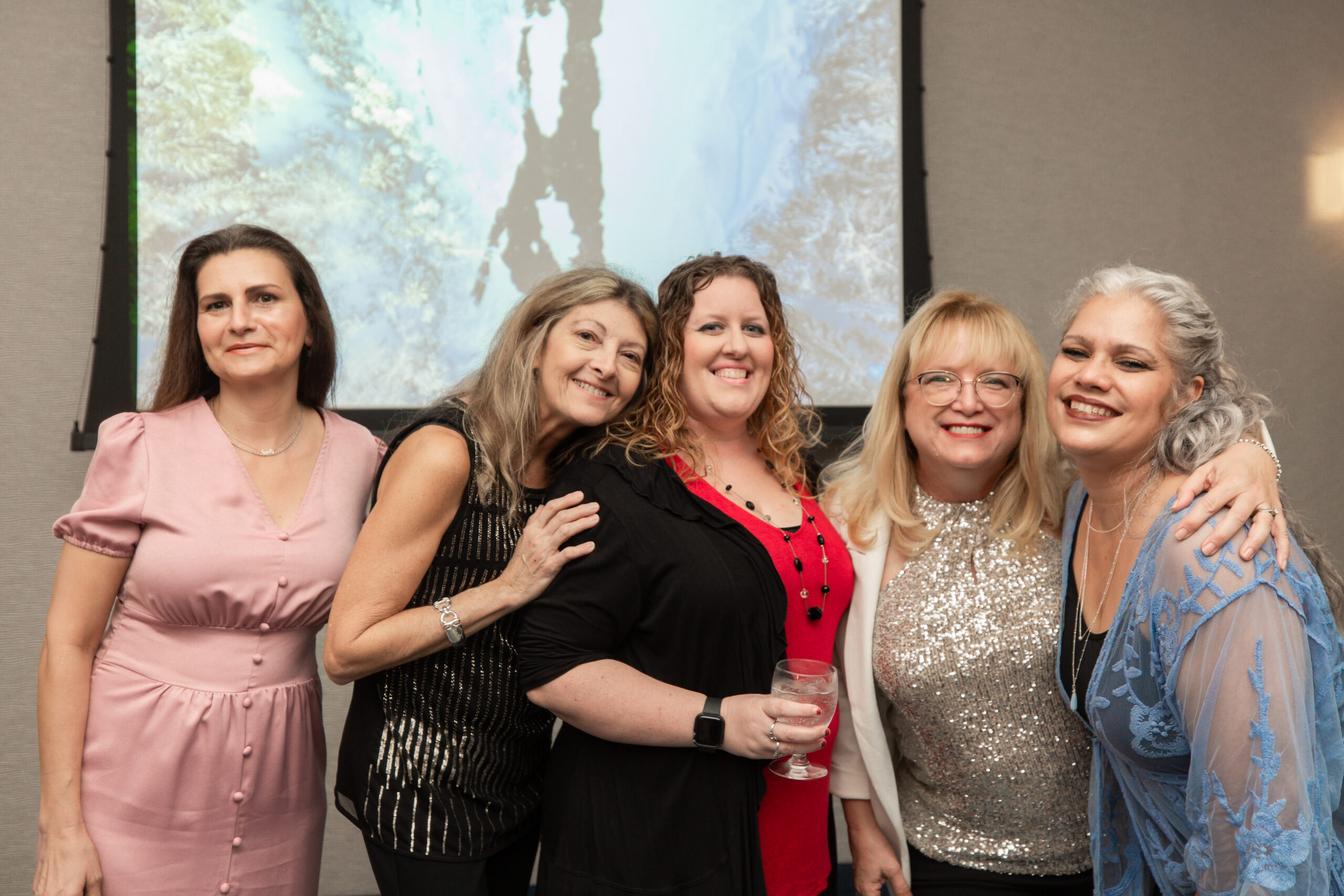 Ladies night out! From left to right, Realtor Rita Hegedus, Accountant Lynne Jessup, Property Manager Jen Assip, Accountant Lisa Bradford, and Property Manager and Realtor Lisa Melendez.
